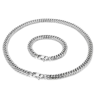 Personalidad europea y americana dominante, cadena vaquera de doble tejido simple, collar de pulsera de acero de titanio para hombres