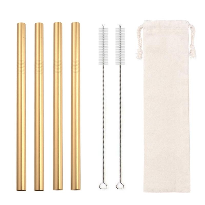 12mm Metal Boba Straws Reusable Bubble Tea Straws Reusable Jumbo Smoothie Straws 304 Stainless Steel Cocktail Drinking Straws