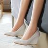 Classic Wedges Heels Pumps Shoes Women Casual Fashion Pointed Black White Dress Pumps Wedding Office Party Wedge Shoes Female
