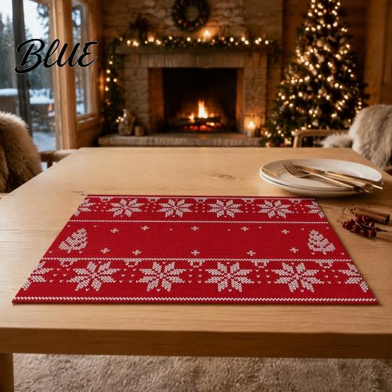 Christmas Table Decorations Kitchen Polyester Washable Place 17.7" Placemats 12.6" x Mats for Pads Dining