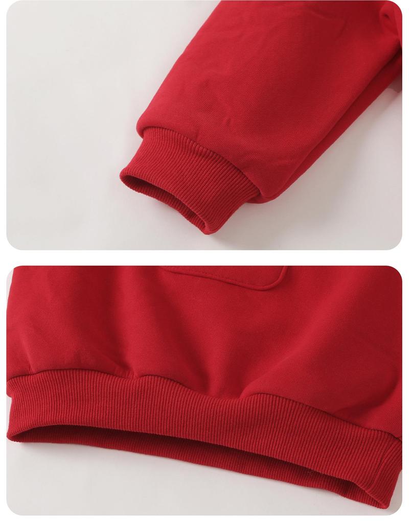 Kaka Panda Boys' Fleece Hoodie & New Year Pants Set - Winter Clothes for Chinese New Year