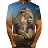 Men's Graphic Animal Lion 3D Shirt T Shirt Tee Short Sleeve T Shirt 3D Print Round Neck Shirt Vintage Rock Daily Holiday Black Yellow Brown Summer