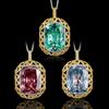 Schmuck Kupferboden Vergoldet Simulation Farbiger Schatz Para Grün Hohl Anhänger Halskette Stein 20 * 28