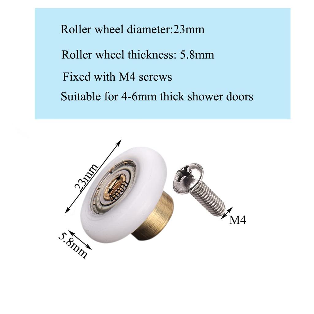 10pz Rotelle Puleggia per Porta Doccia Ruote per Porta in Vetro Scorrevoli da Bagno Ruote per Porte Scorrevoli Pezzo di Ricambio per Porta da Bagno