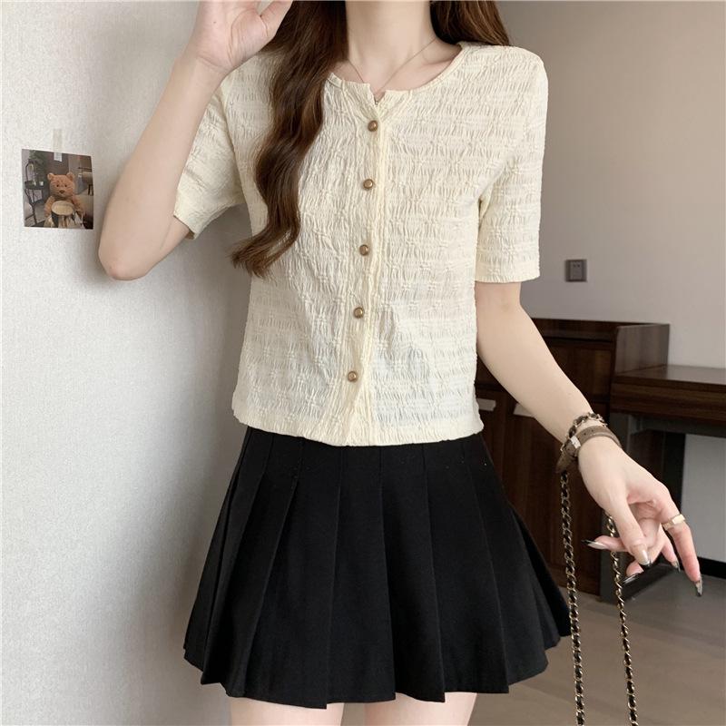 Women's Round-Neck Short-Sleeve Shirt - Korean Design (Summer 2024)