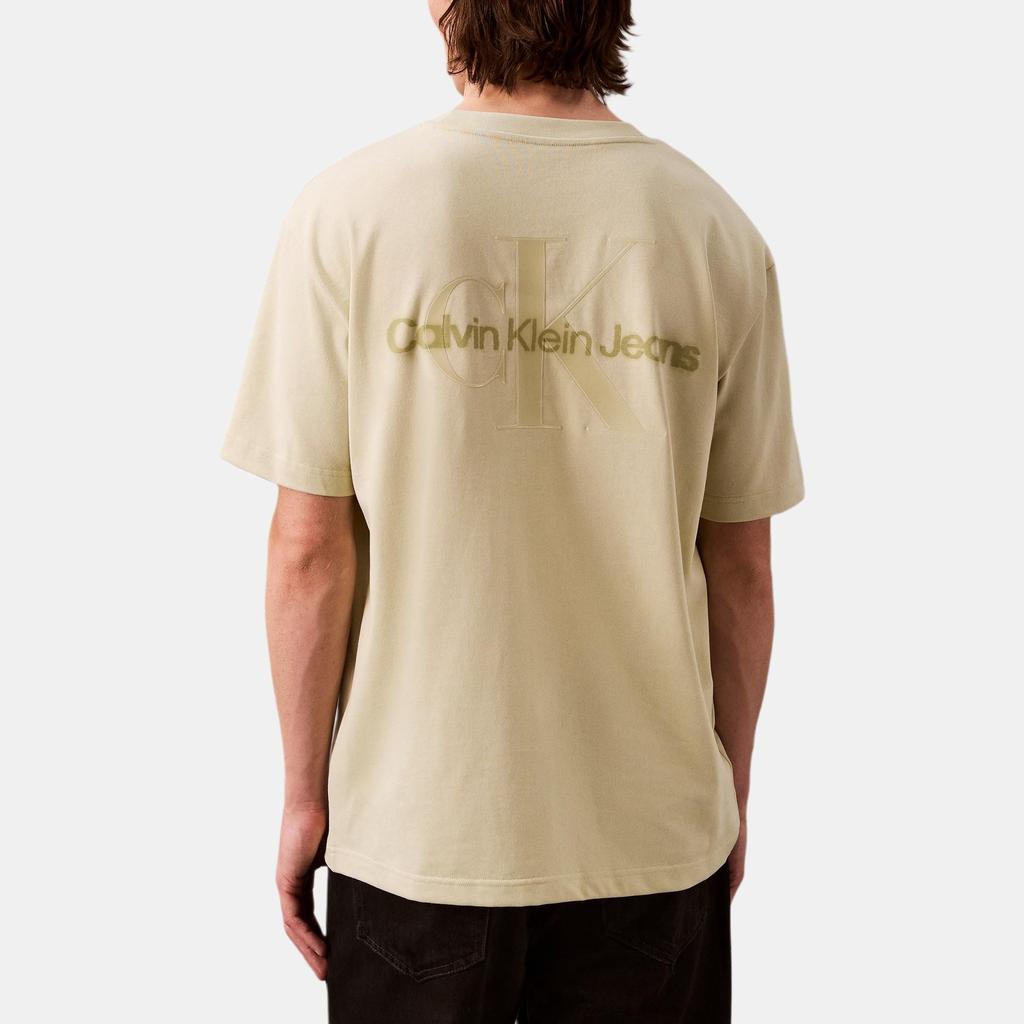Calvin Klein Minimalist Comfortable Versatile Casual Glossy Logo Short Sleeve T-Shirt Men Tops Beige 4RAB812-NF1