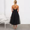 Women Mesh Swing Cocktail Dress Sleeveless Spaghetti Strap A Line Tulle Dress Formal Wedding Guest Dress