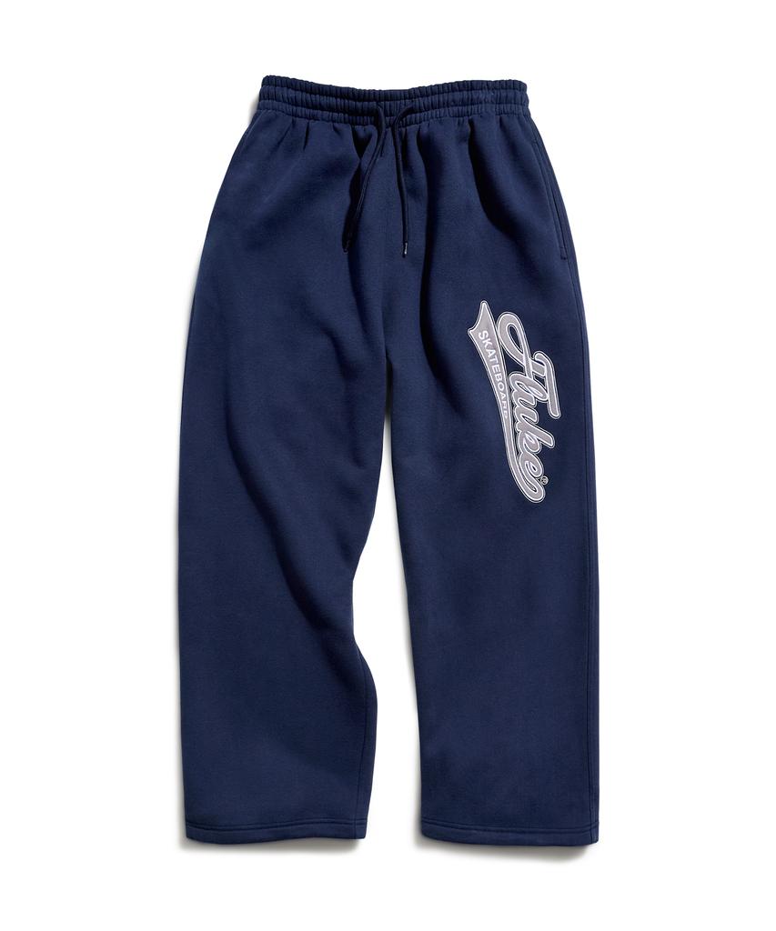 FLUKE Cursive Embroidered Logo Sweatpants Navy Ftp211