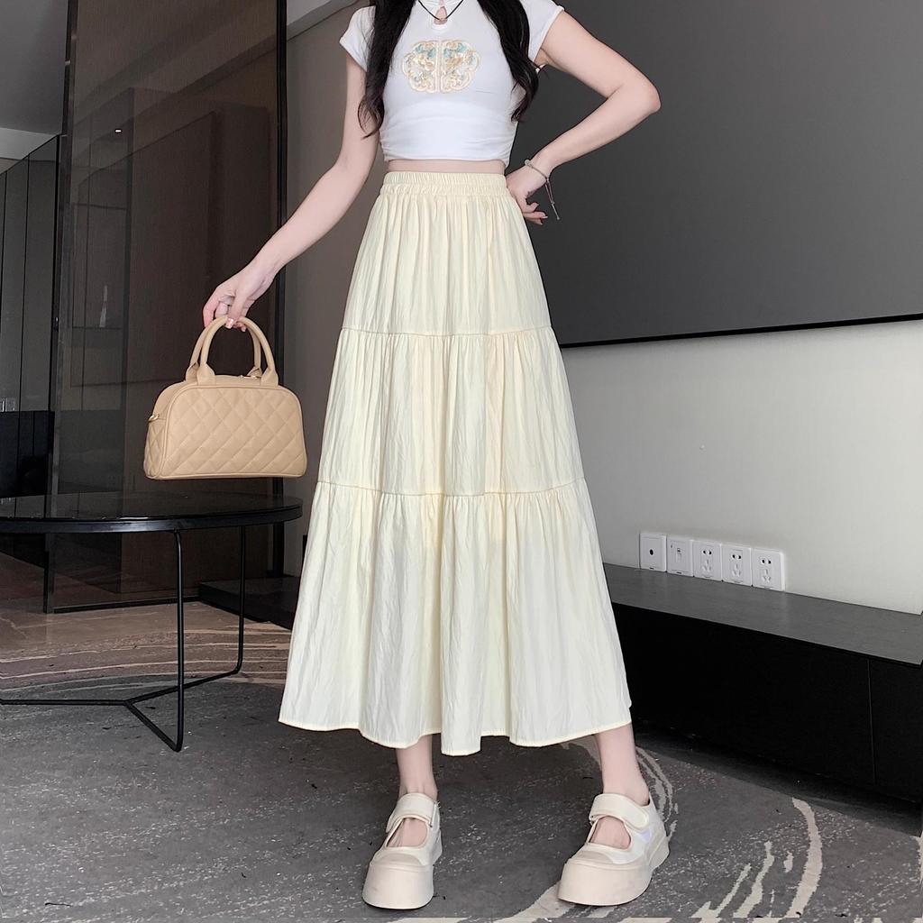2024 Summer White A-Line High Waist Cake Skirt for Women