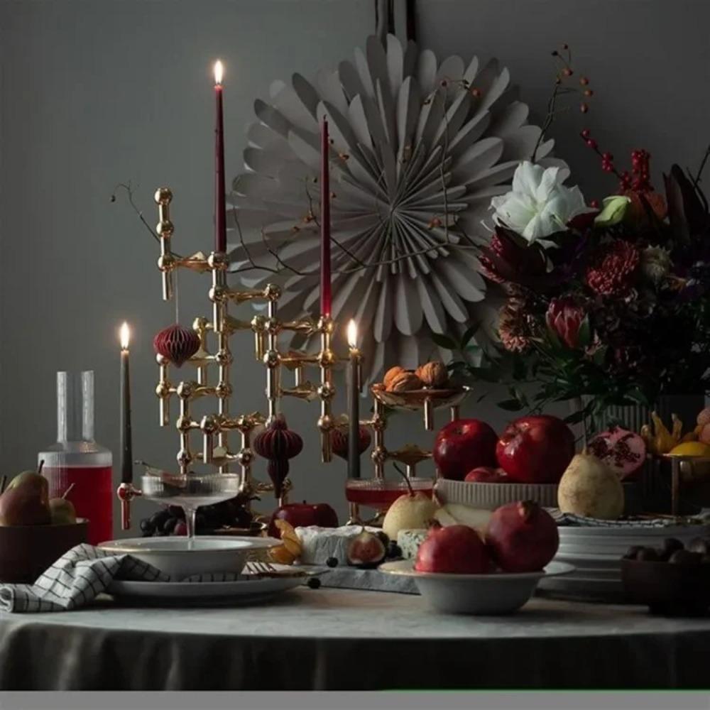 Nordic Candle Holder Metal Molecular Structure Triangle Candlestick Vintage Candle Stand  Gift