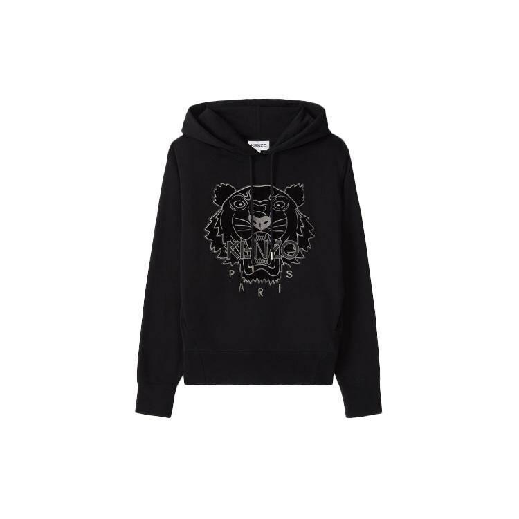 (WMNS) KENZO Tiger Head Embroidered Alphabet Hoodie Black Women's FA62SW8714XJ-99