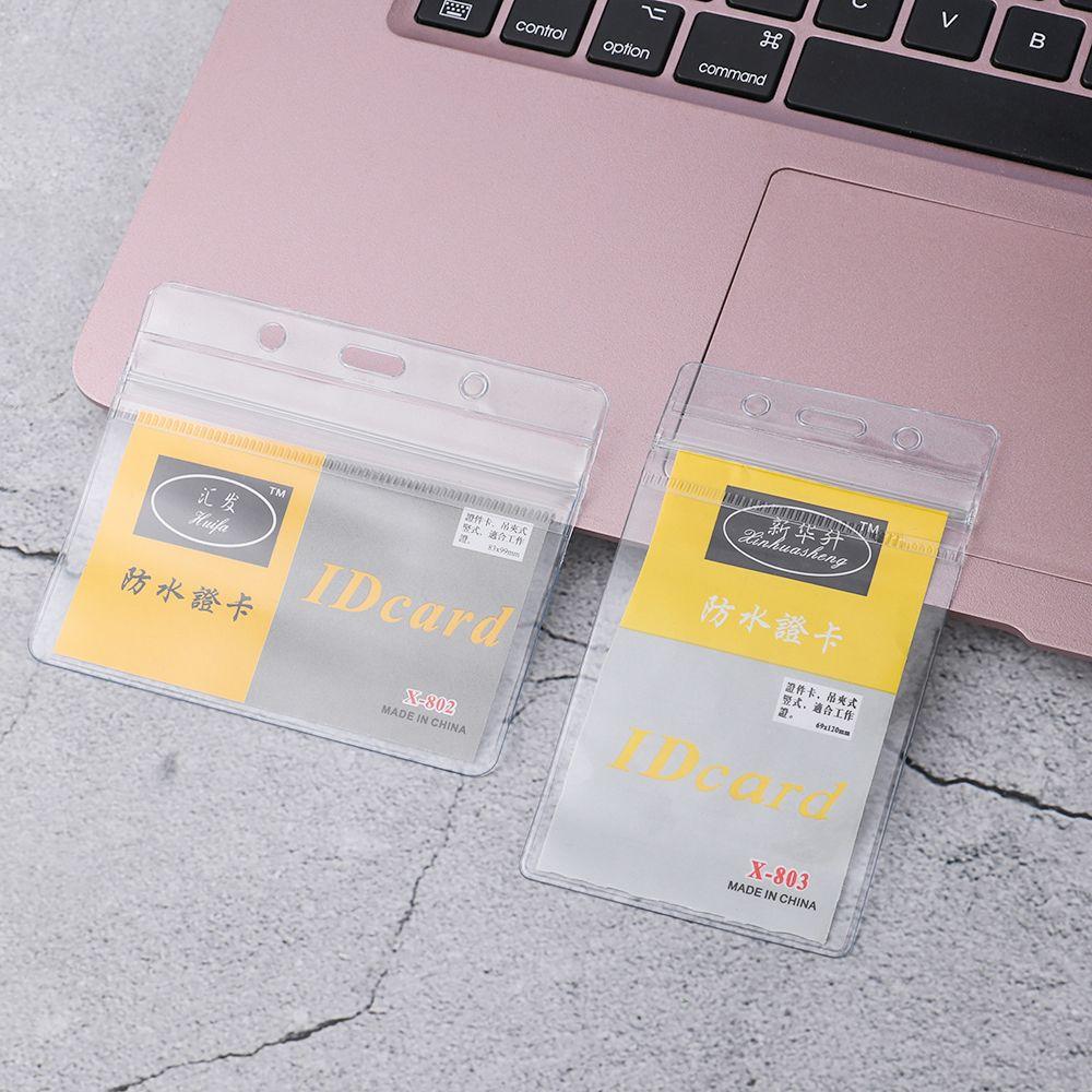 10 pcs/lot Transparent Stationery Supply Office School Badge Holder PVC Plastic ID Card Card Badg Holders