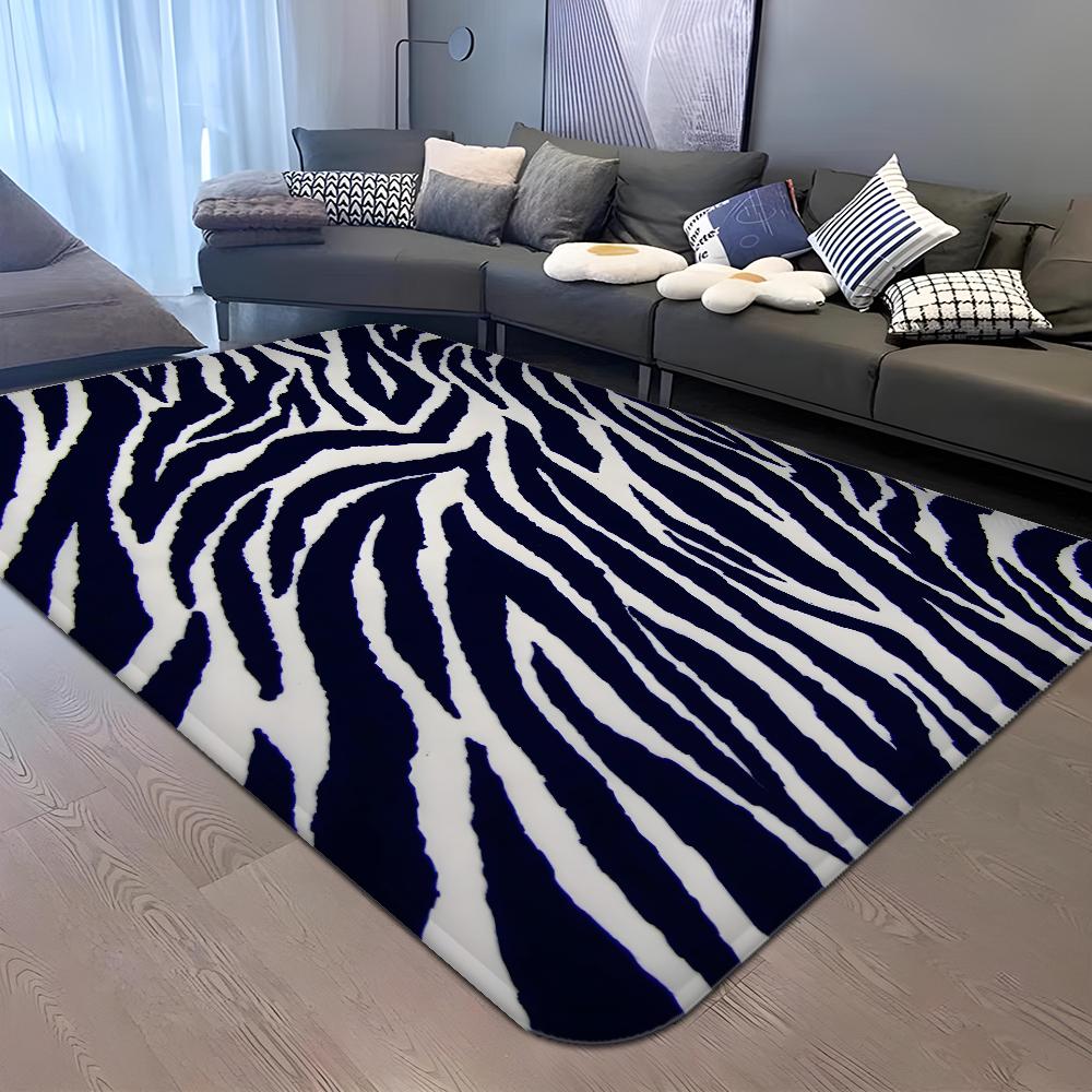 Black White Print Zebra Floor Mat INS Style Soft Bedroom Floor House Laundry Room Mat Anti-skid Bedside Area Rugs