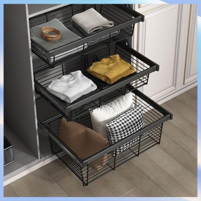 Cesta Extraível para Roupeiro Gaveta Closet Guarda-Roupa Suporte Extensível Embutido para Calças Prateleira Doméstica Multicamadas para Armazenamento de Roupas