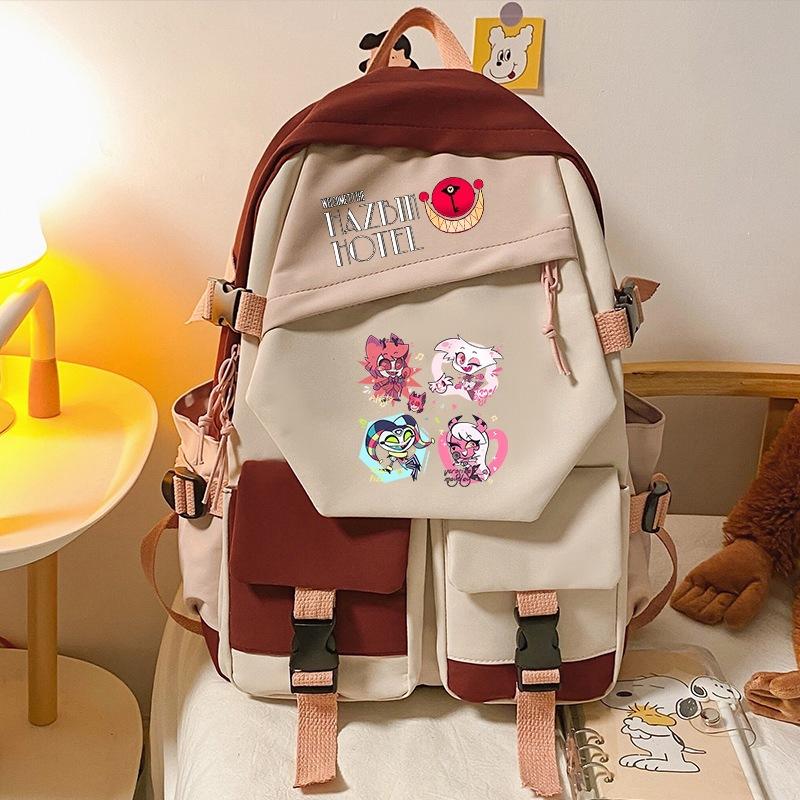 Hell Inn Boys And Girls Elementary And Secondary School Bags Cartoon Hazbinhotel Trendy Backpack Cool