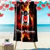Personalisierbares Besiktas JK Logo Print Strandtuch, Großes Weiches Schnelltrocknendes Handtuch für Strand Camping Schwimmen