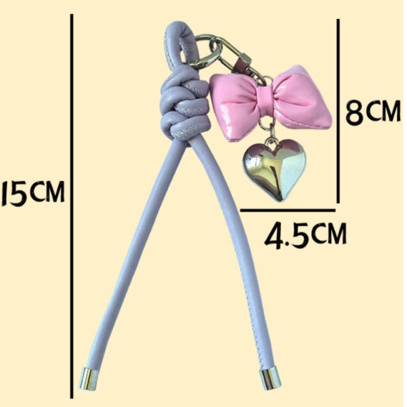 Series Heart Leather Bow Bag Hanging Pendant Keychain Jewelry Gift Decoration Accessories