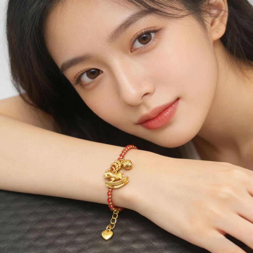 Luxury Red String Gold Horse Zodiac Bracelet - Elegant and Versatile Design