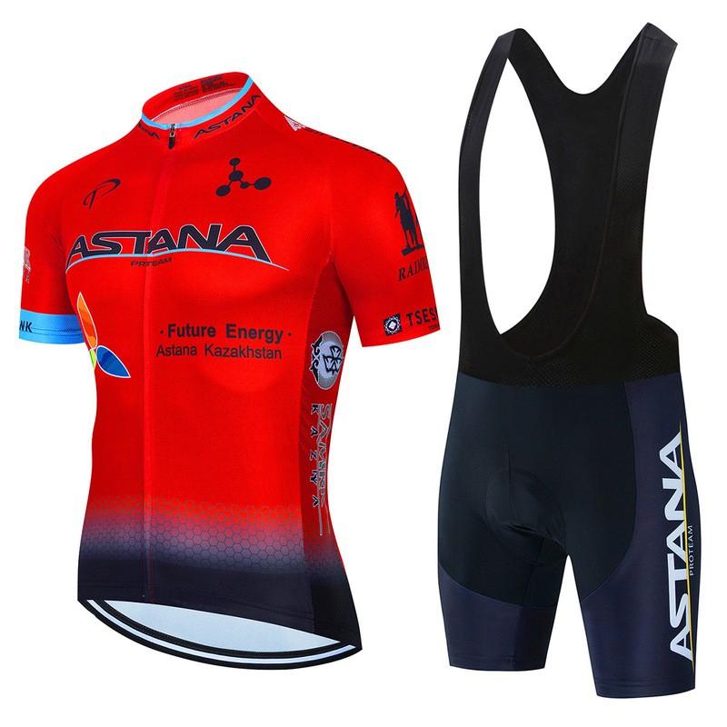 Mens ASTANA Cycling Jersey Short Sleeve Quick Dry Breathable Mountain Road Bike Apparel