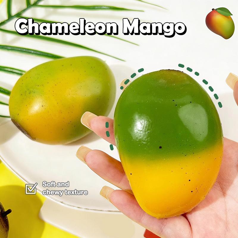 Kreatives Simulations-Farbwechsel-Mango-Quetschspielzeug Dosenform Flüssige Mango Temperaturwechselndes Dekompressionsspielzeug Geschenk