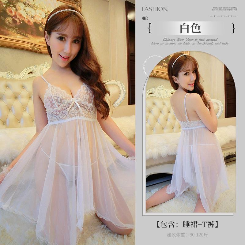 Sex underwear European and American sexy temptation suit women's transparent suspender large size lace mesh large size pajamas