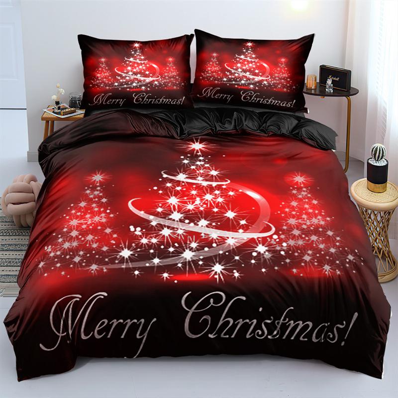 Duvet Cover Set 3D Santa Claus Merry Christmas Single Double Size Holiday Atmosphere Decoration Soft And Comfortable