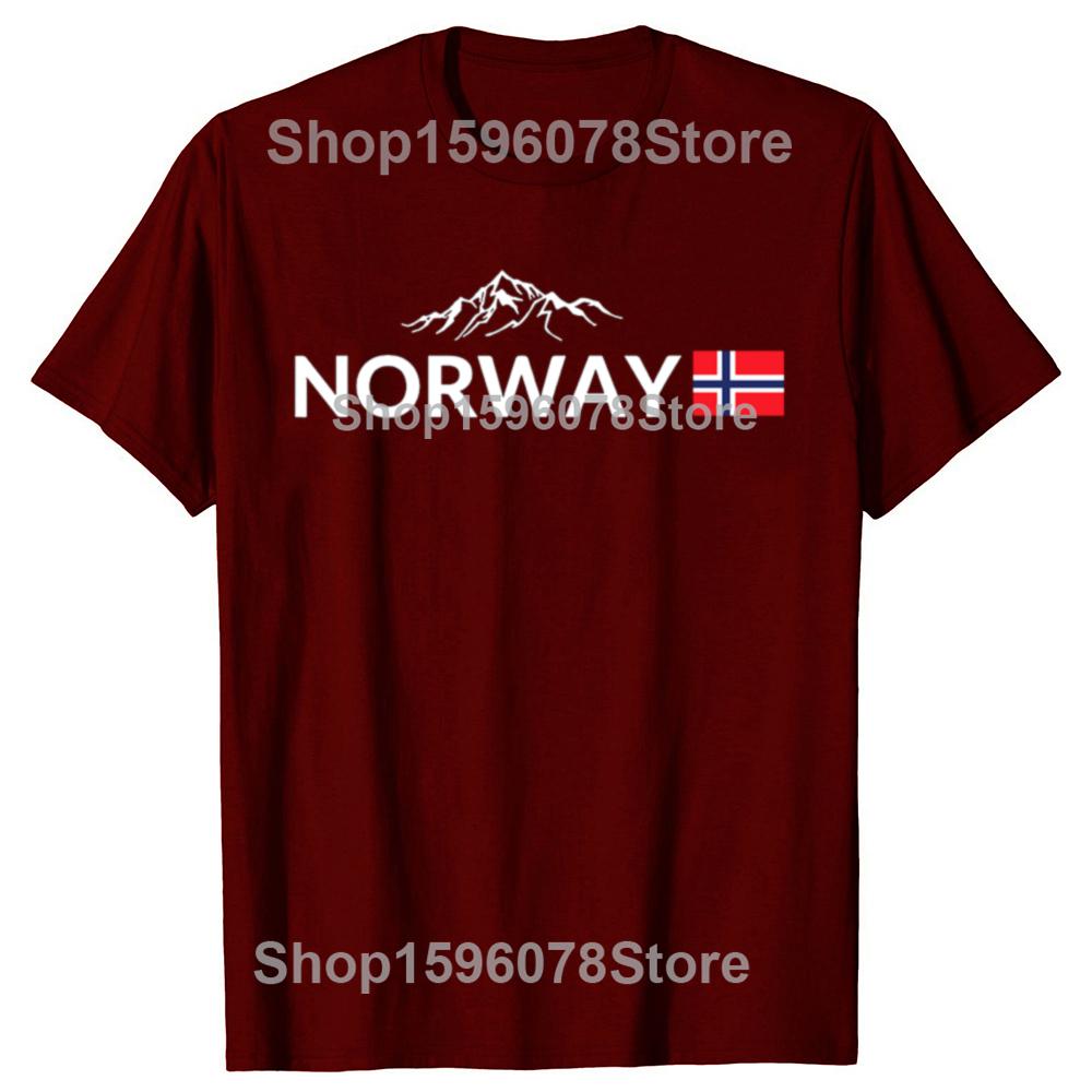 Funny Norway Flag Mountain Outdoor Graphic T-shirts Men Women's Fashion Casual Tshirt 100% Cotton Loose Oversized T Shirt