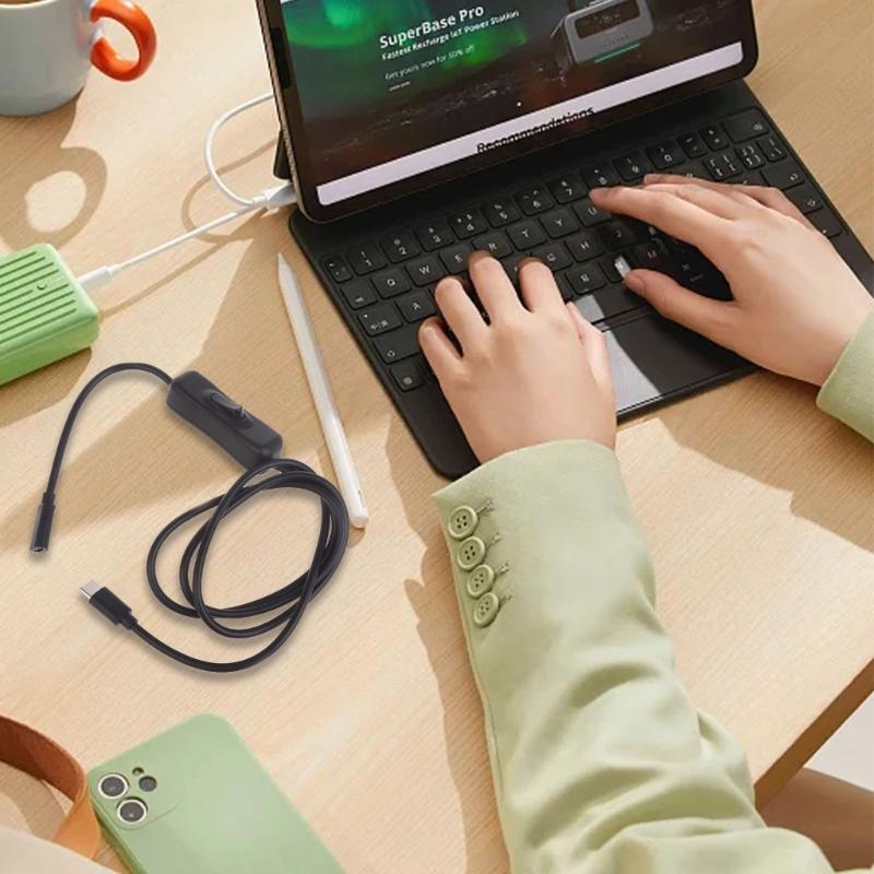 USB C Cable 20V 5A 100W USB Type-C To Type C Male Charger Cable Power Adapter Power Cord with Switches for Phone