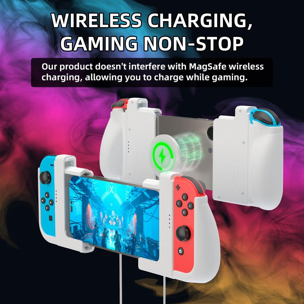 IFYOO SGSX1 Ergonomic Grip and Stand Combo Set for Switch iPhone Grip Case Holder Bracket White Joy-Con Controllers, 7-15, Joy-Con -