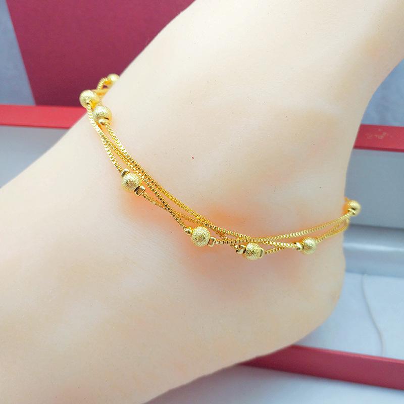 Vietnamese Gold-Plated Bead Anklet - Women's Korean Fashion Jewelry