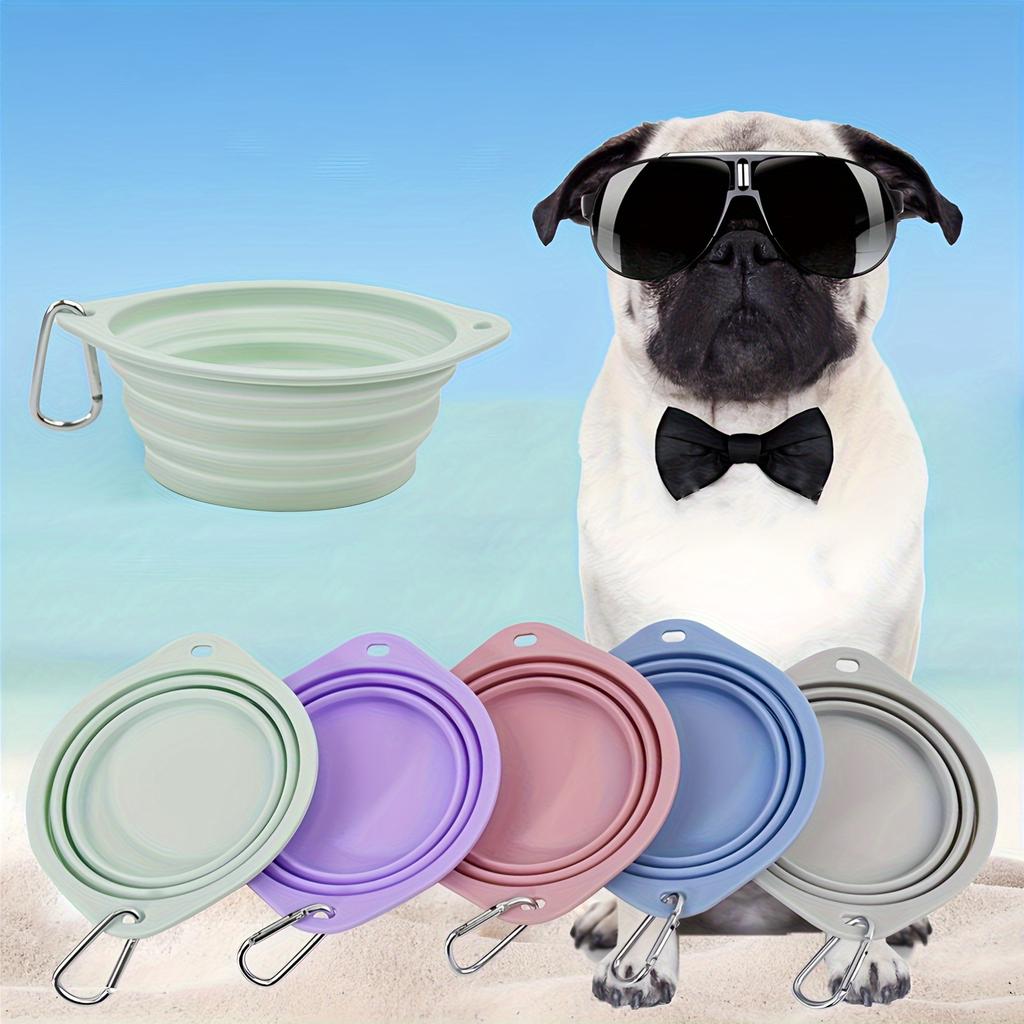 Portable Collapsible Bowl for Colorful Macarons, Suitable for Outdoor Travel with Cats and Dogs, A Hanging Rubber Bowl for Pet Drinking and Feeding