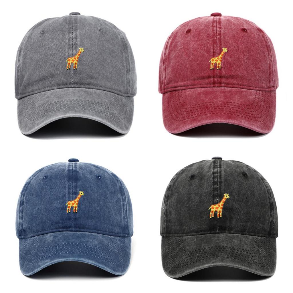 Cappellino da Baseball Ricamato con Giraffa Cartone Animato - Unisex Regolabile Estivo Hip Hop