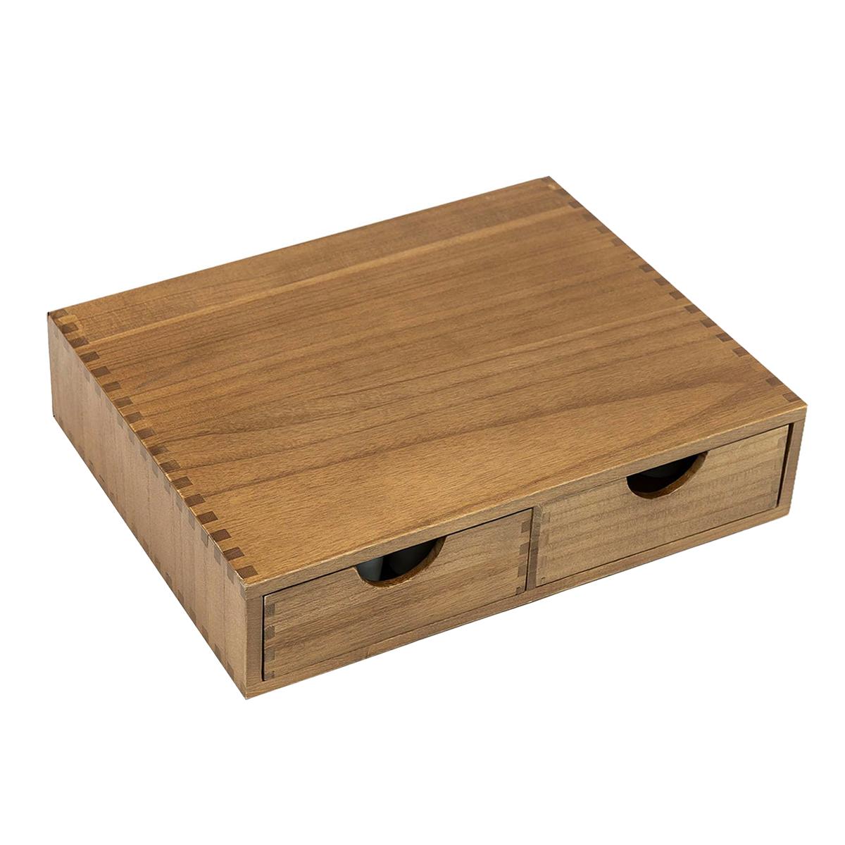 

Деревянный органайзер для чашек Leeseph K, органайзер для кофейных капсул с 2 ящиками, ящик для хранения капсул и держатель для чайного органайзера коричневый