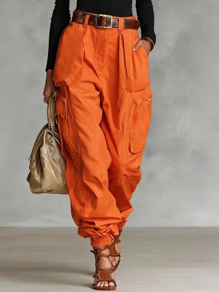 Street Multi-Pocket Workwear Pants Women Loose Wide Leg Casual Long Pants