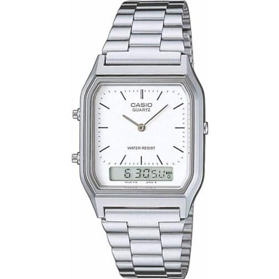 CASIO Ana-Digi Quartz Wristwatch Vintage Series AQ-230A-7DMQ Unisex Dual Time White Overseas Model