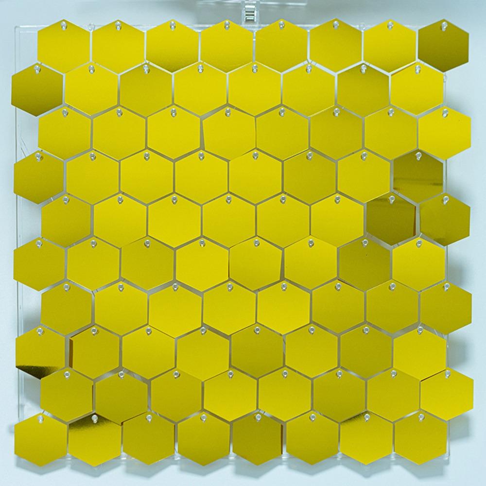 Fashion Glitter Sequin Backdrop Hexagon Silver Gold Photo Backdrop PET Sequin Panel Wall Decor Shower