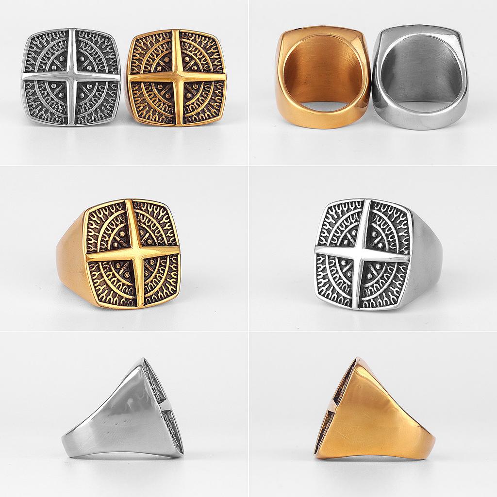 Nordic Navigational Compass Stainless Steel Mens Rings Hyperbole for Male Boyfriend Biker Jewelry Creativity Gift