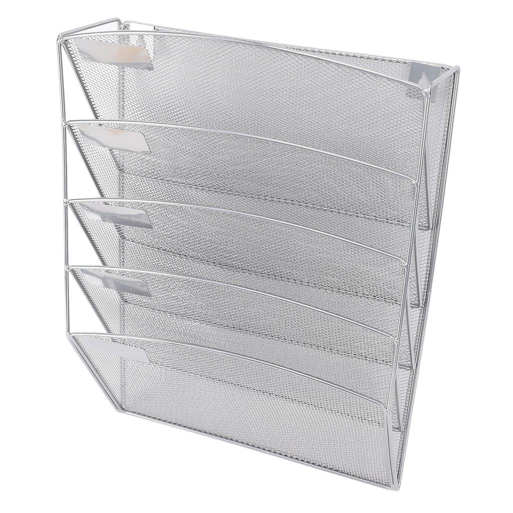 Wall Mount File Organizer 5 Tier Slanted Bottom Vertical Hanging Storage Rack for Office School Home Use