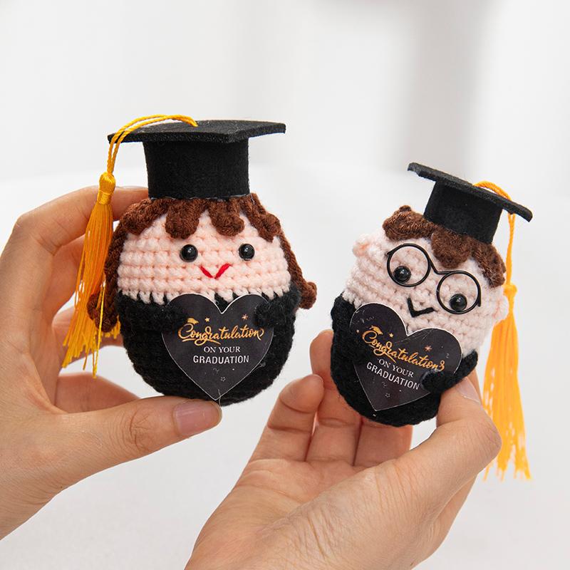 Positive Mini Animals Doll Crochet Bee Doll With Card Handmade Knitted Animals Inspirational Doll Thank You Gift For Women Men