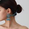 Bohemian Exotic Rhinestone Tassel Necklace & Earrings Set In Antiqued Alloy