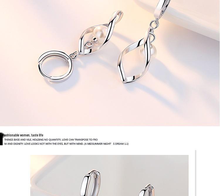 Chinese Style Pearl Twist Love Earrings: Long, Cute, Influencer-Inspired Dangle Jewelry