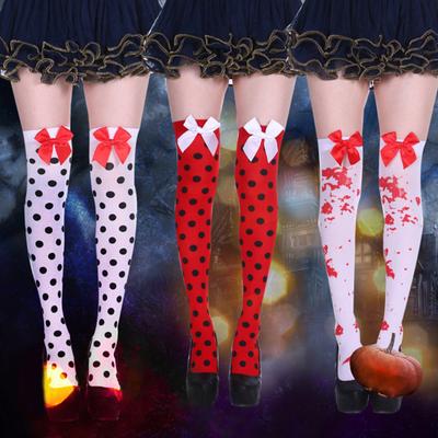 1 Pair Terrific Thigh Stocking Over-the-knee Scary Bowknot