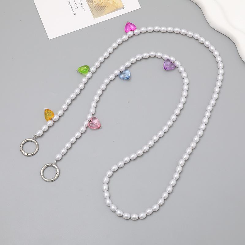 Handmade Pearl Crossbody Phone Case Lanyard with Beaded Charm