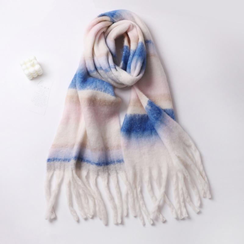 New simple solid color mohair scarf, thickened and warm in autumn and winter, versatile shawl, fluffy and large pulled scarf.