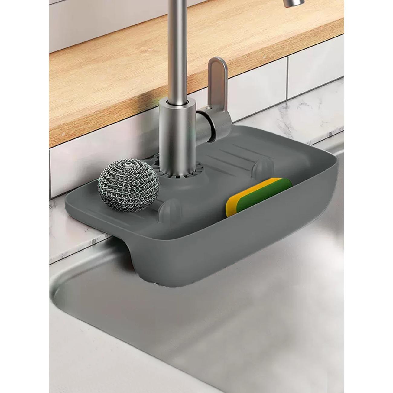 

Бытовая силиконовая полка для слива раковины, кран, брызгозащищенная прокладка для сбора воды, губка, тряпка, стальная вата, ящик для хранения гаджетов