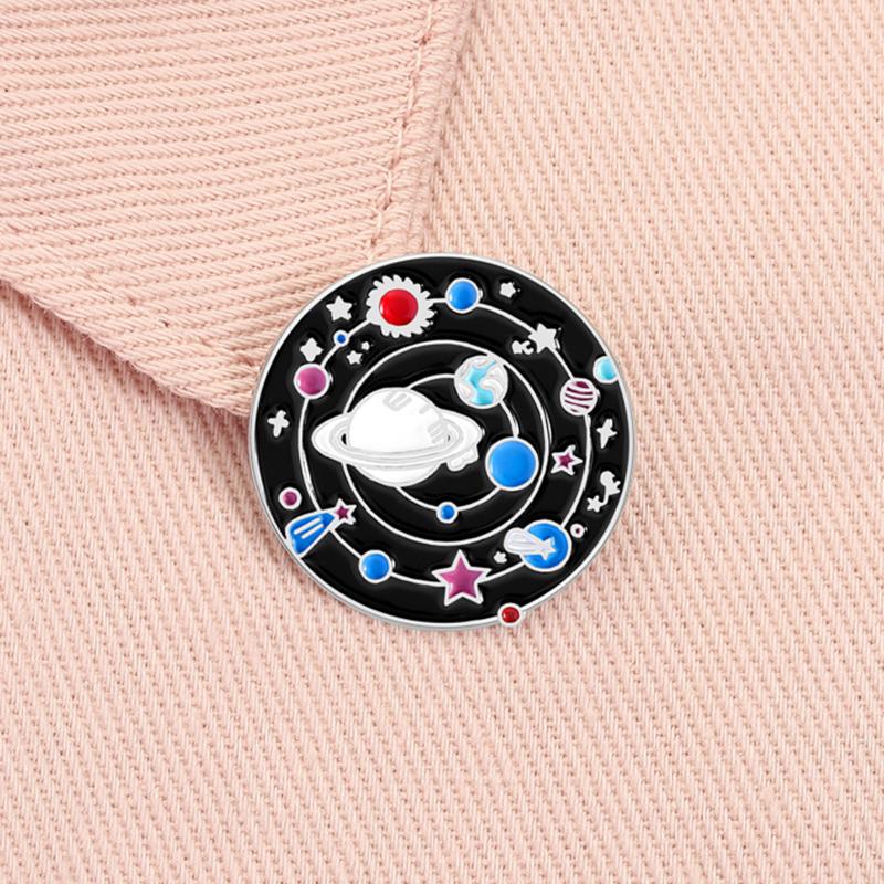 Solar System Enamel Pin Earth Sun Planets Space Universe Metal Brooch Lapel Backpack Badge Fashion Jewelry Gifts for Friends