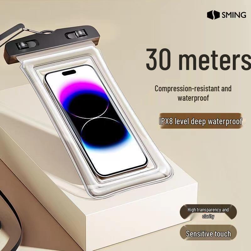 Triple-Fold Waterproof Phone Pouch with Touch Screen & Photo Capability for Swimming, Rafting, Diving – Universal Fit.