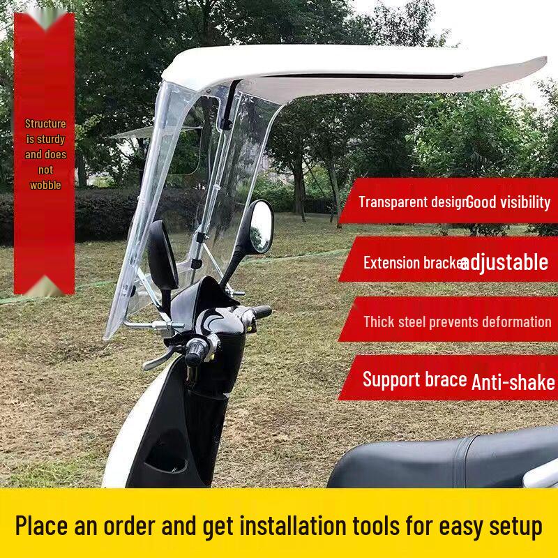 All-Weather Electric Vehicle Canopy: Sunshade, Rainproof, Windproof Motorcycle & Battery Car Shield