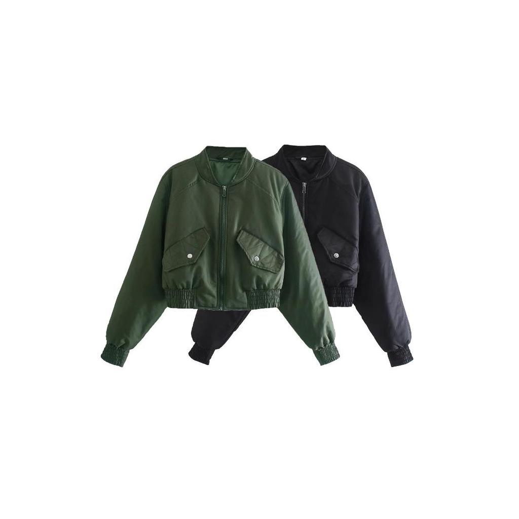 Damen Europäische und Amerikanische Mode Bomberjacke Baumwollmantel