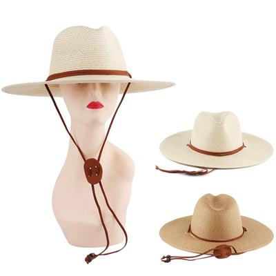 Weaving Straw Hat for Adult Beach Getaways Straw Weaving Hat Breathable Adult Sunproof Hat with Adjustable Chin Rope